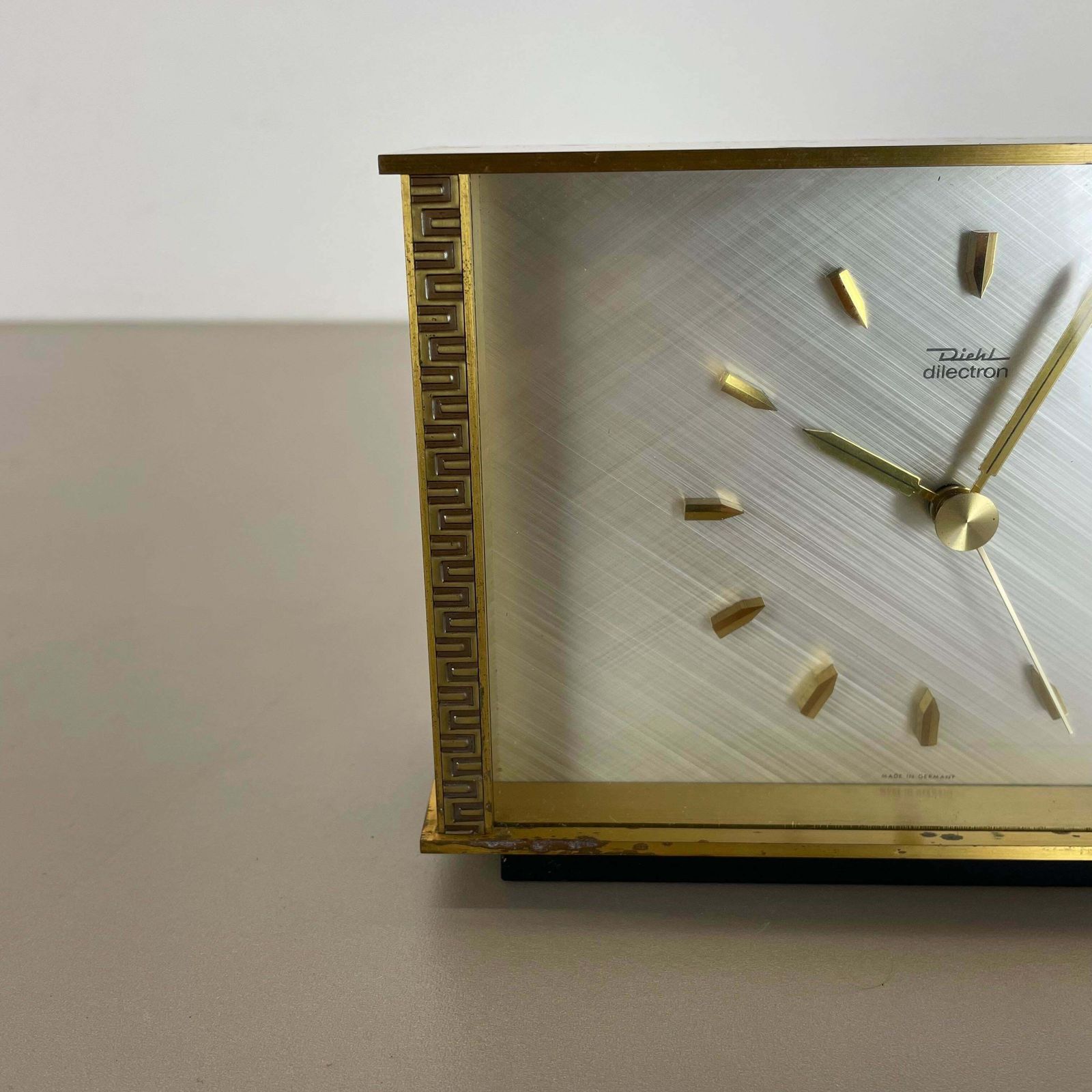 Home Decor Vintage Modernist Metal Brass Table Clock By Diehl Dilectron, Germany 1960s photo