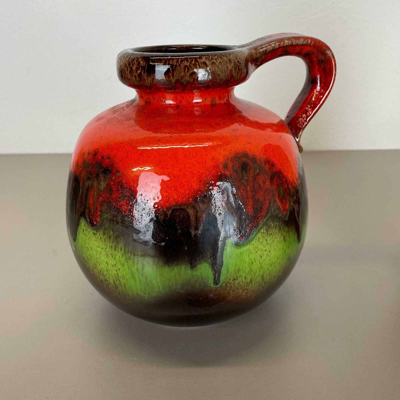 Set Of Two Pottery Fat Lava Vases "Multi Color" By Scheurich, Germany, 1970s photo 537.0