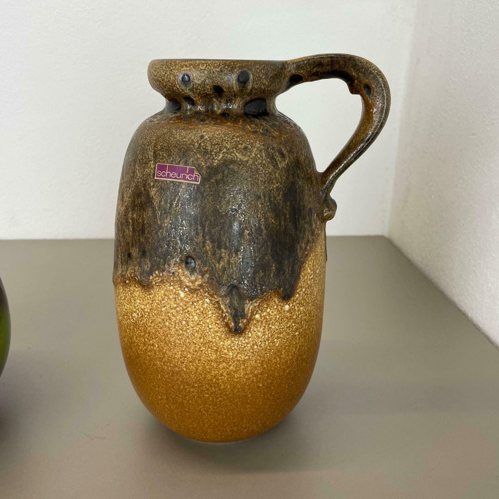 Home Decor Set Of Two Pottery Fat Lava Vases "Multi Color" By Scheurich, Germany, 1970s photo
