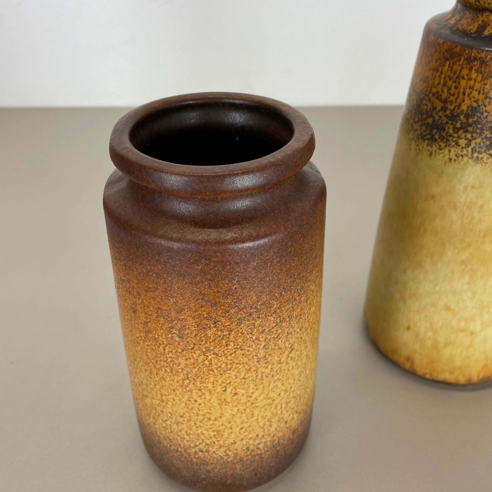Set Of Three Pottery Fat Lava Vases "Multi Colour" By Scheurich, Germany, 1970s photo vinterior