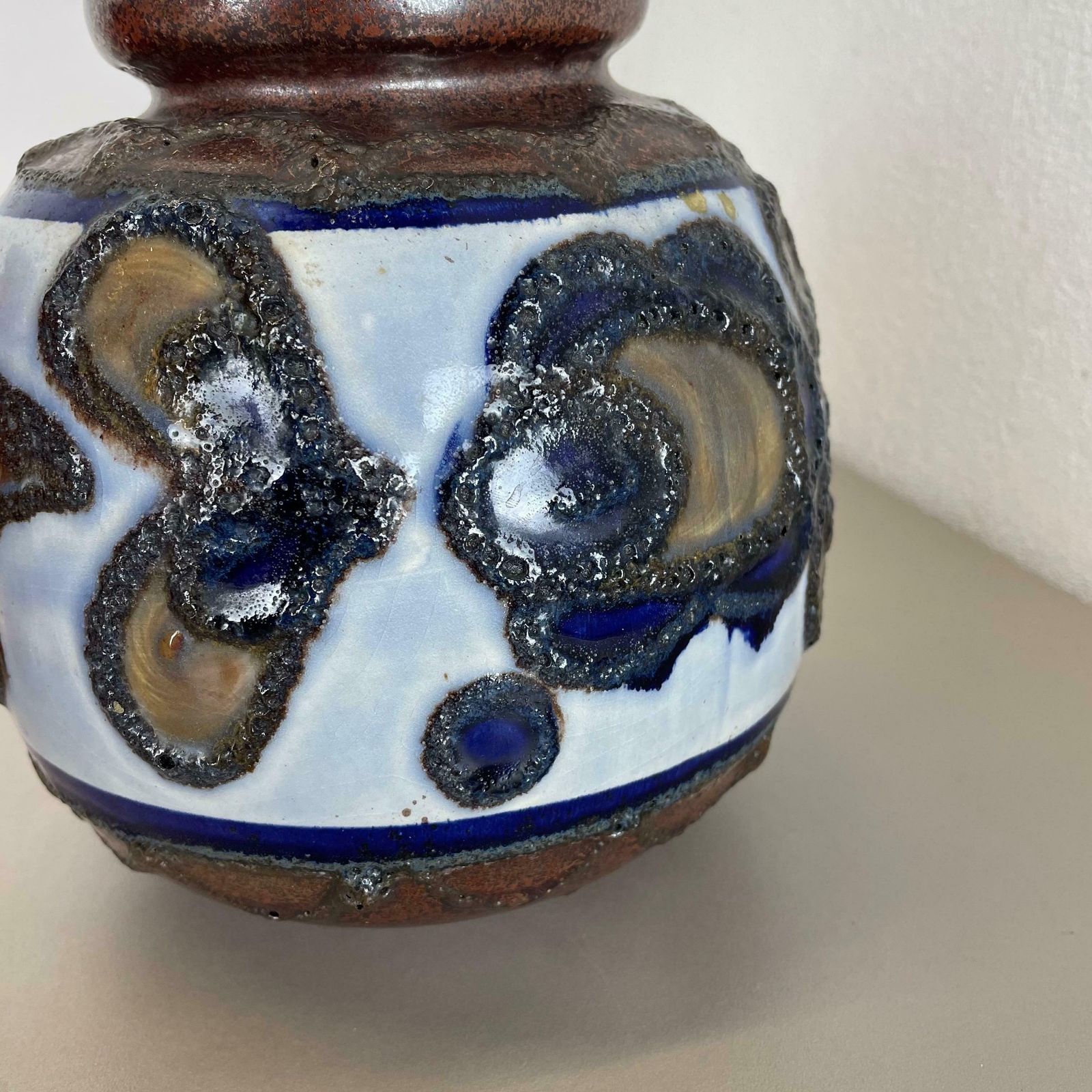 photo buy Set Of Two Pottery Fat Lava Vases "Multi Color" By Scheurich, Germany, 1970s