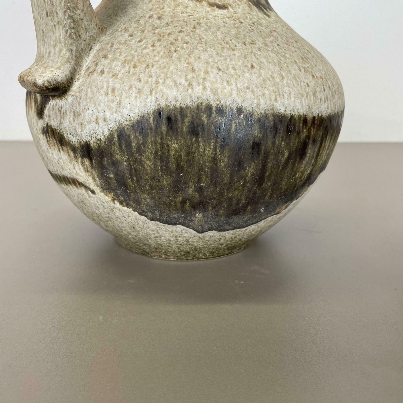 photo vintage Set Of Two Pottery Fat Lava Vases Multi Colour By Scheurich Germany 1970s