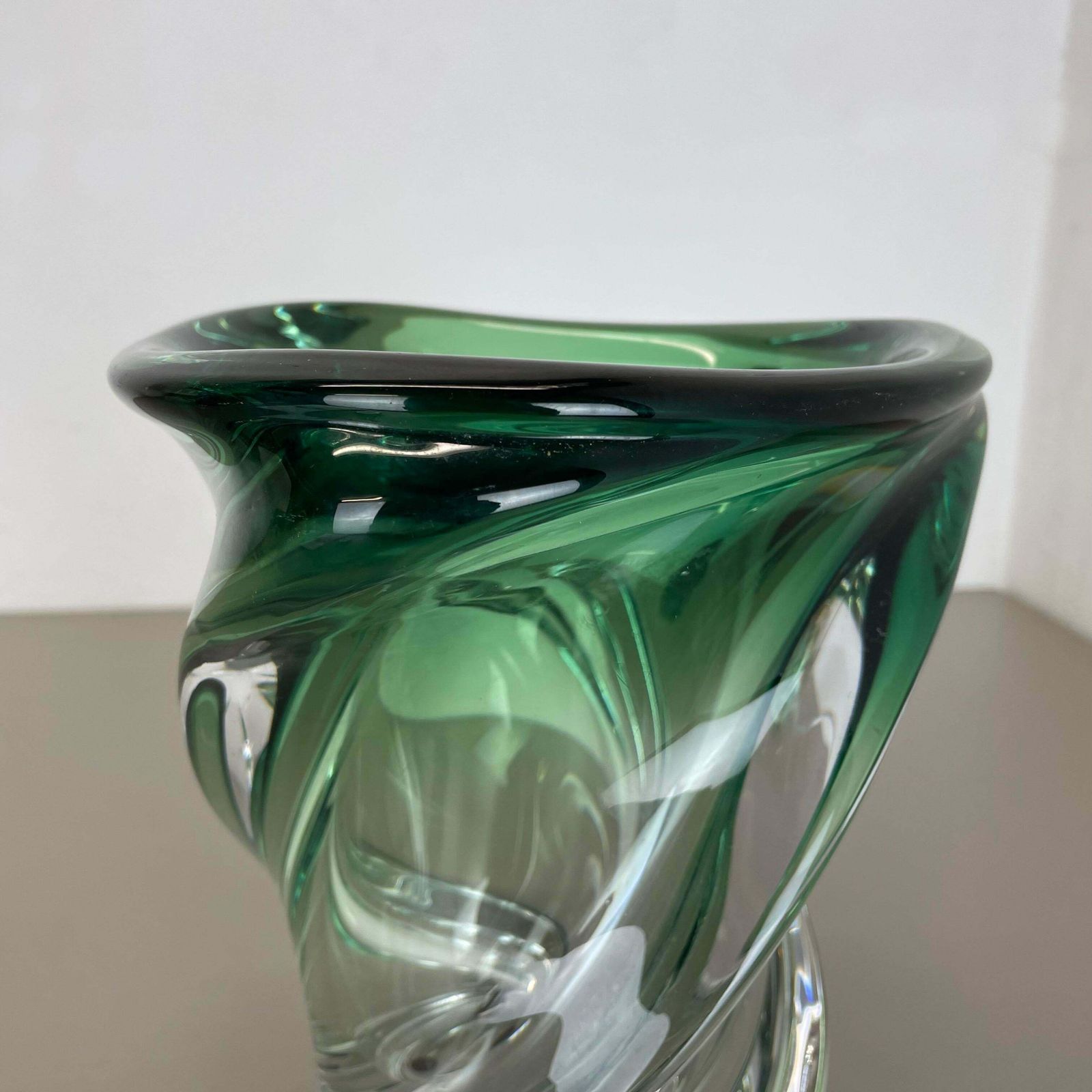 2048.0 Heavy 5,1kg Crystal Wave Glass Vase Object By Val Saint Lambert Belgium 1960s photo