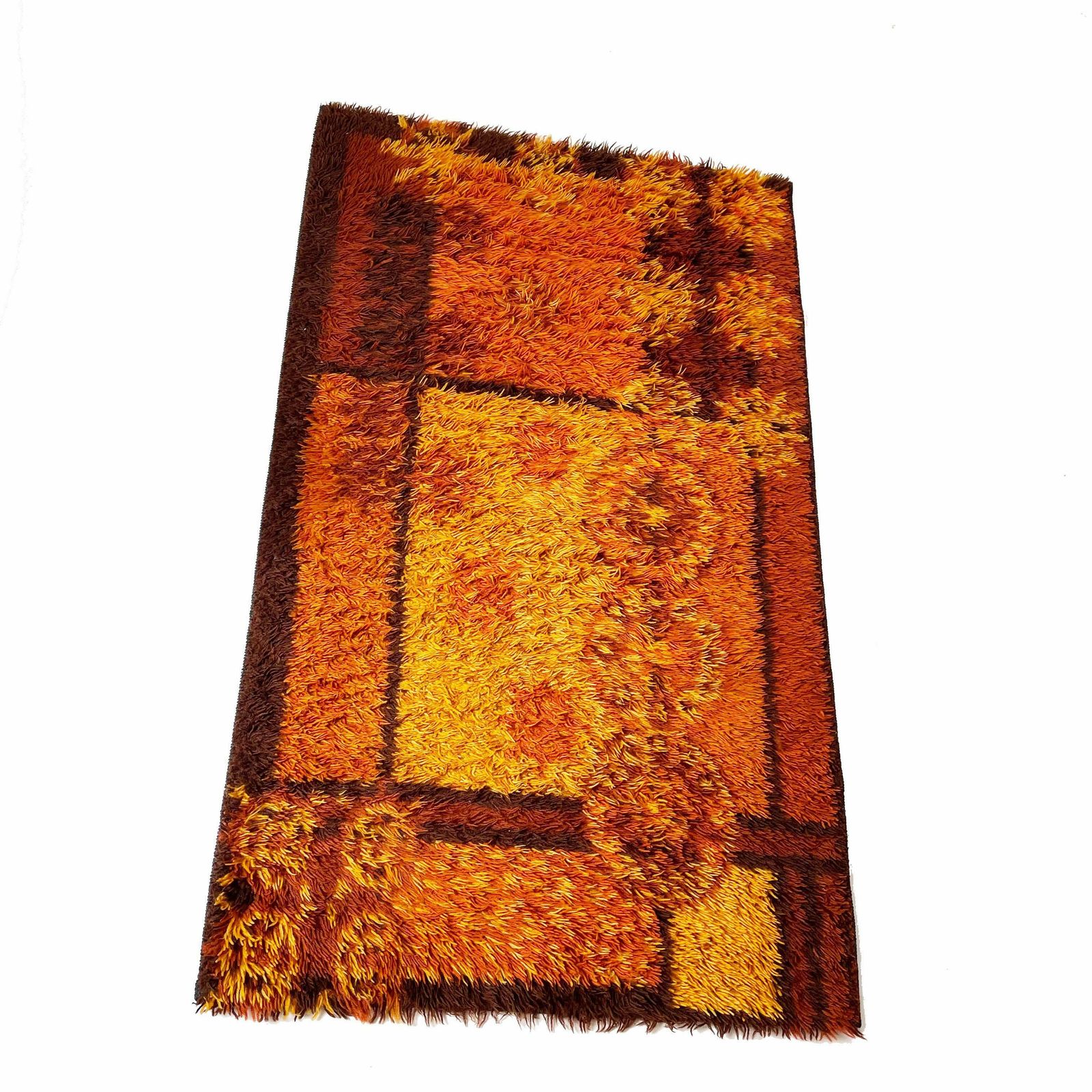 Original Scandinavian Square Pattern Rya Rug By Ege Taepper, 1960s, Denmark photo for sale