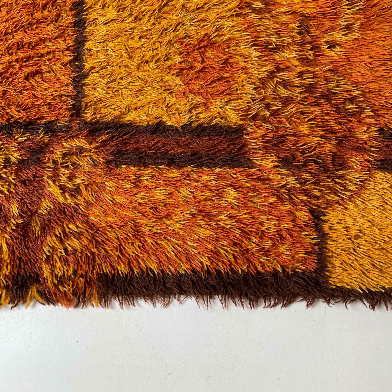 Original Scandinavian Square Pattern Rya Rug By Ege Taepper, 1960s, Denmark photo vinterior