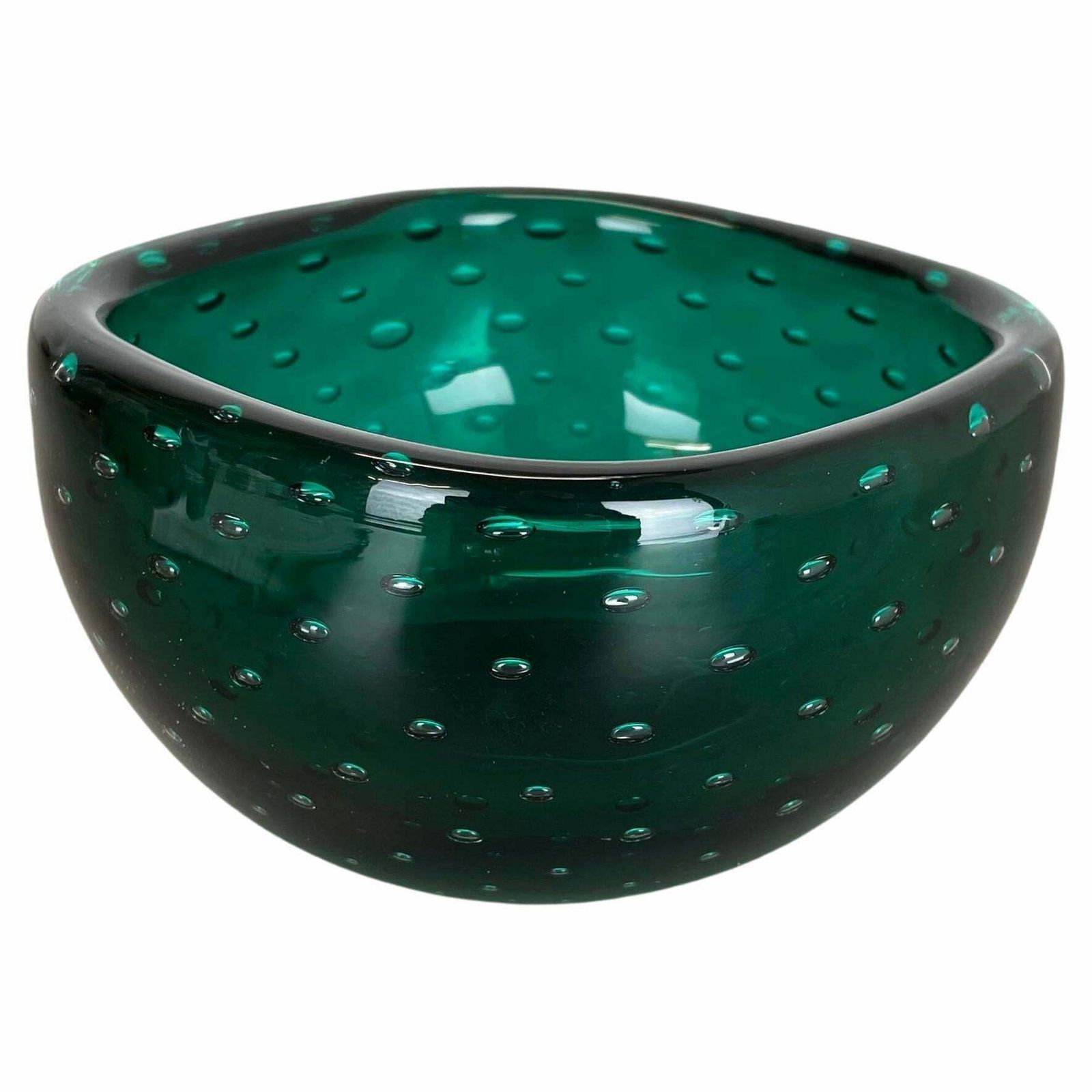 Murano Glass Bullicante "Green" Bowl Element Shell Ashtray Murano, Italy, 1970s photo furniture