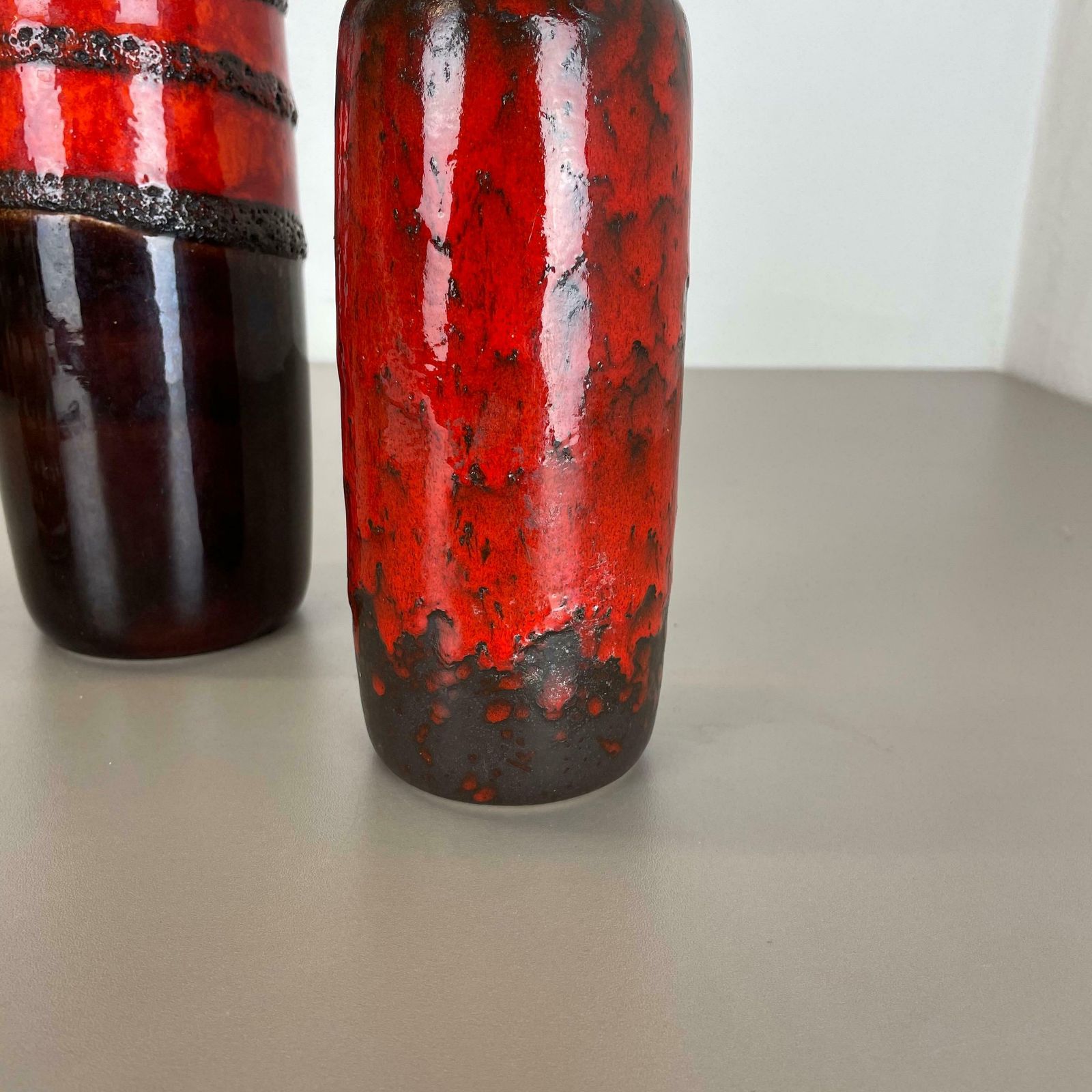photo buy Set Of Three Vintage Pottery Fat Lava Vases Made By Scheurich, Germany, 1970s