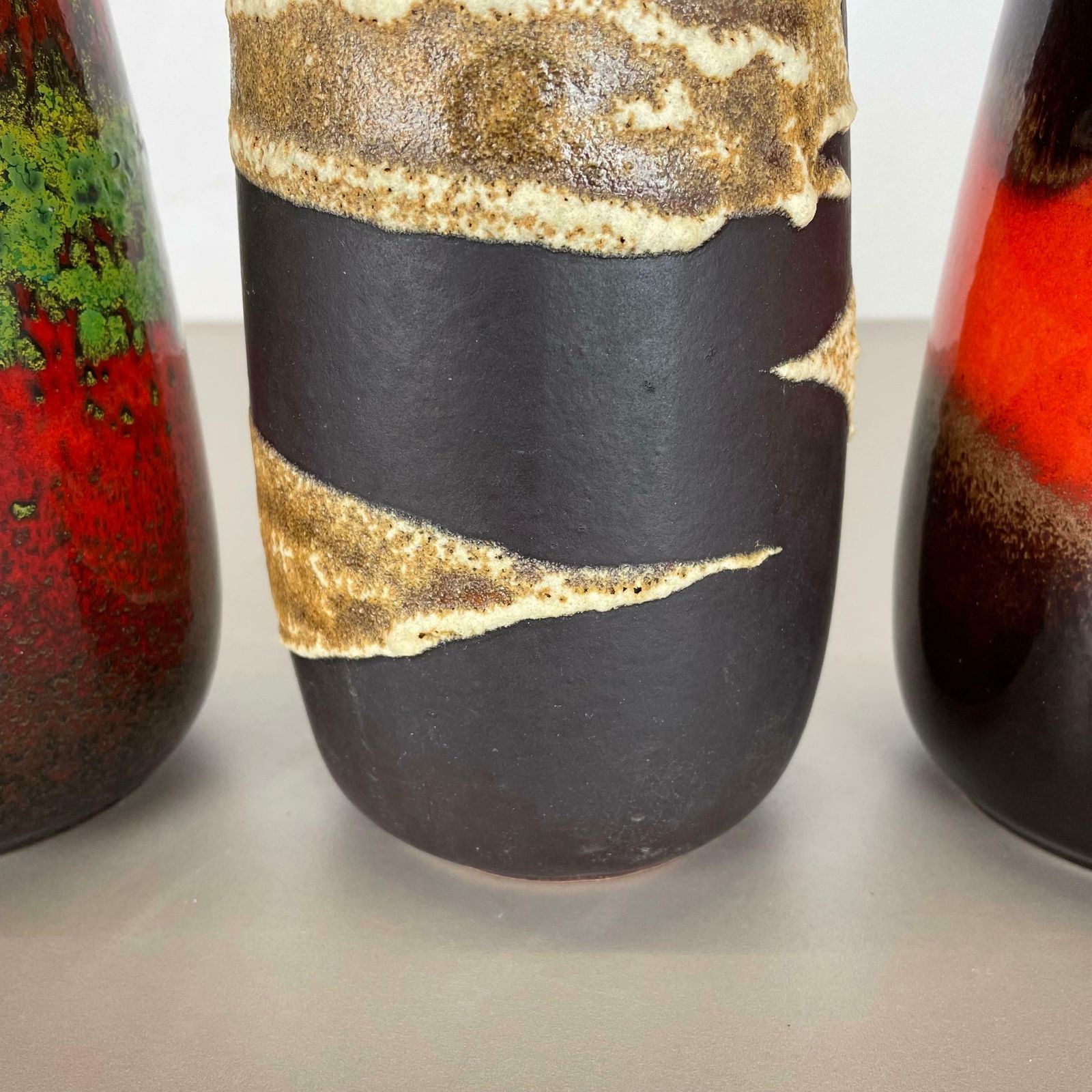 photo furniture Set Of Four Vintage Pottery Fat Lava Vases Made By Scheurich, Germany, 1970s