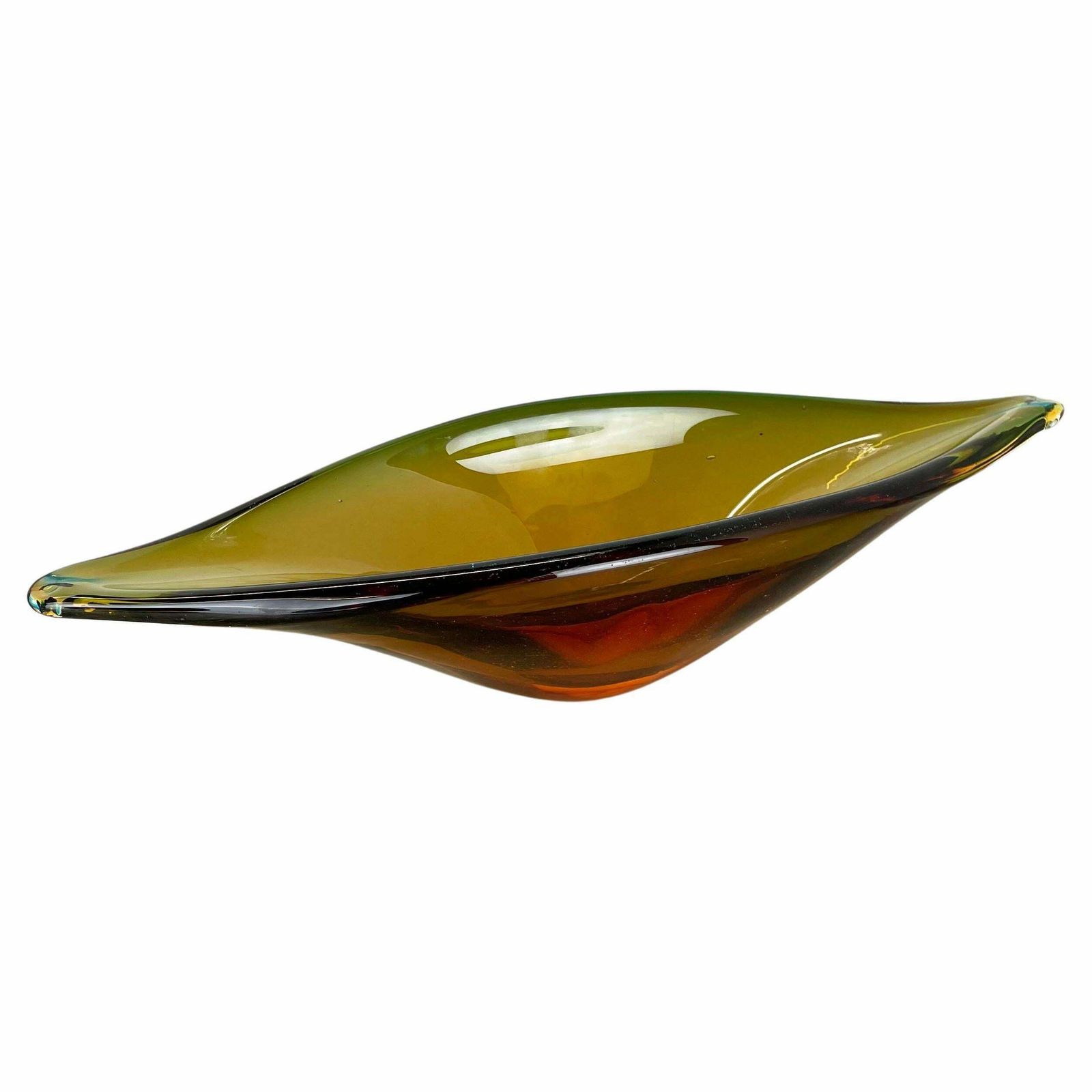 1,8 Kg Glass Bowl Shell Centrepiece By Flavio Poli Attrib Murano Italy 1970s