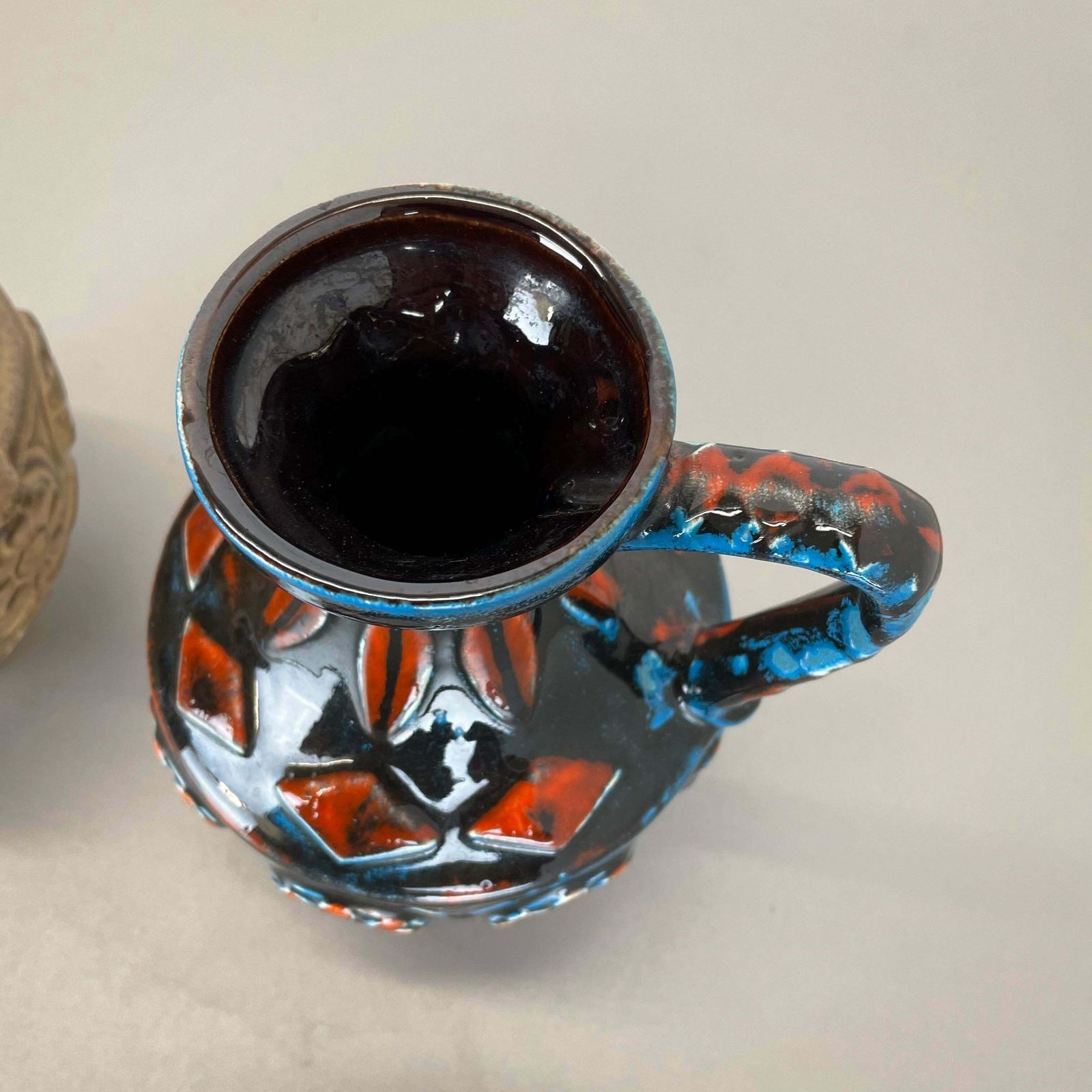 Home Decor Set Of 2 Multi Colour Fat Lava Op Art Pottery Vase By Bay Ceramics Germany 1960s photo
