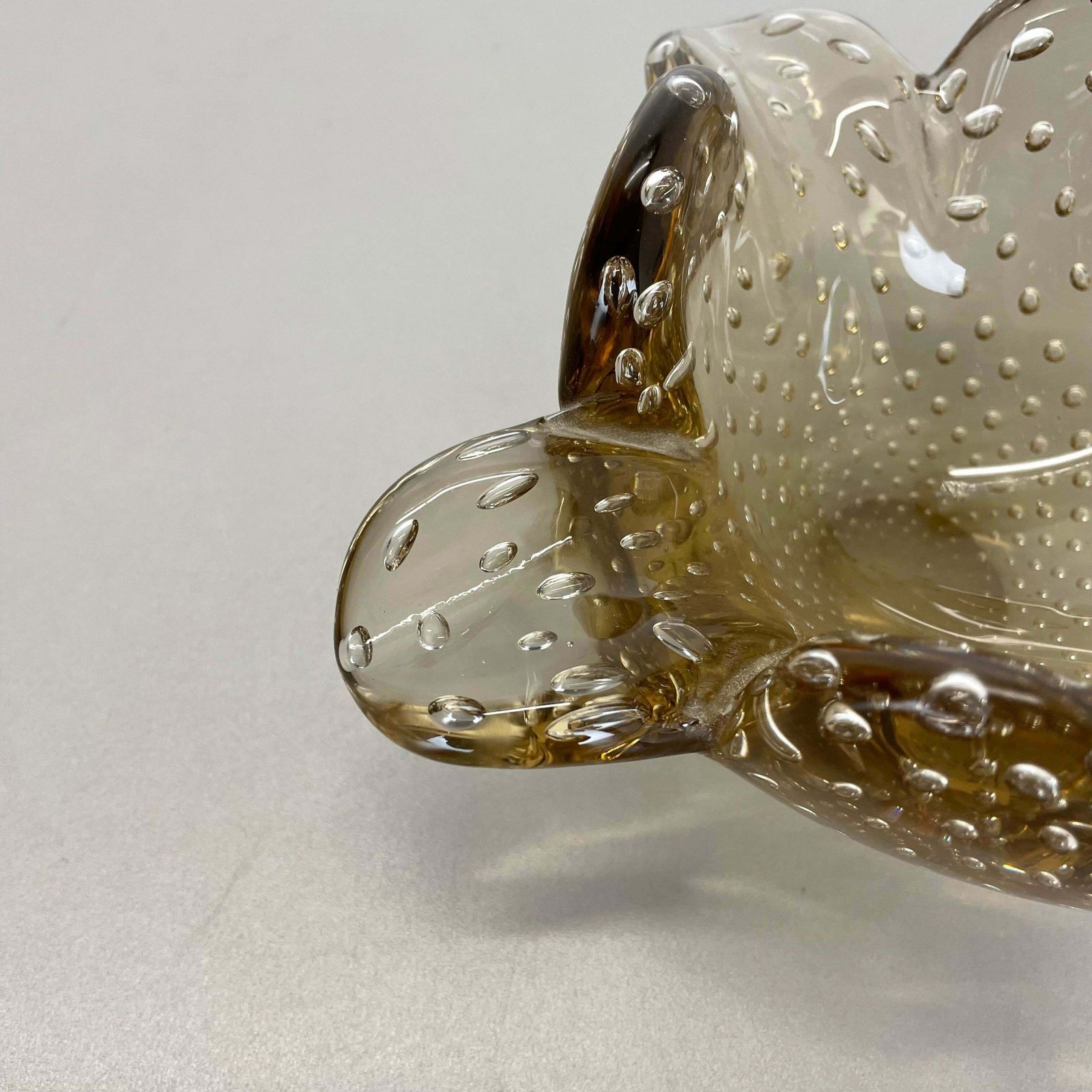 Glass Bowl Element Shell Ashtray Murano Bubble By Barovier And Toso Italy 1970s photo vinterior