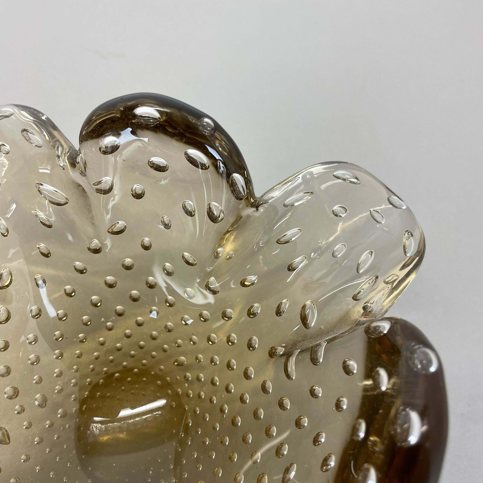 photo for sale Glass Bowl Element Shell Ashtray Murano Bubble By Barovier And Toso Italy 1970s