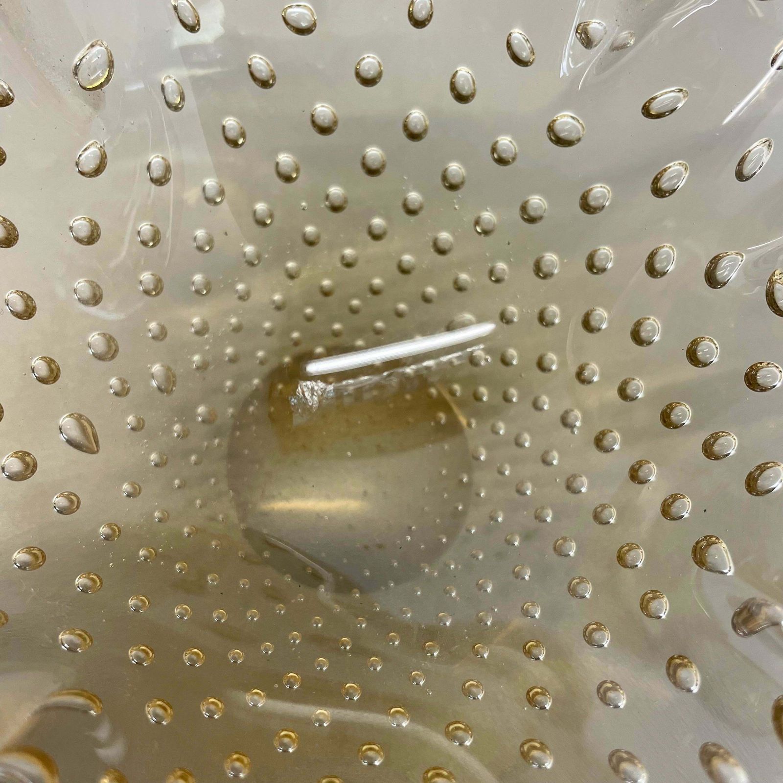 592.0 Glass Bowl Element Shell Ashtray Murano Bubble By Barovier And Toso Italy 1970s photo