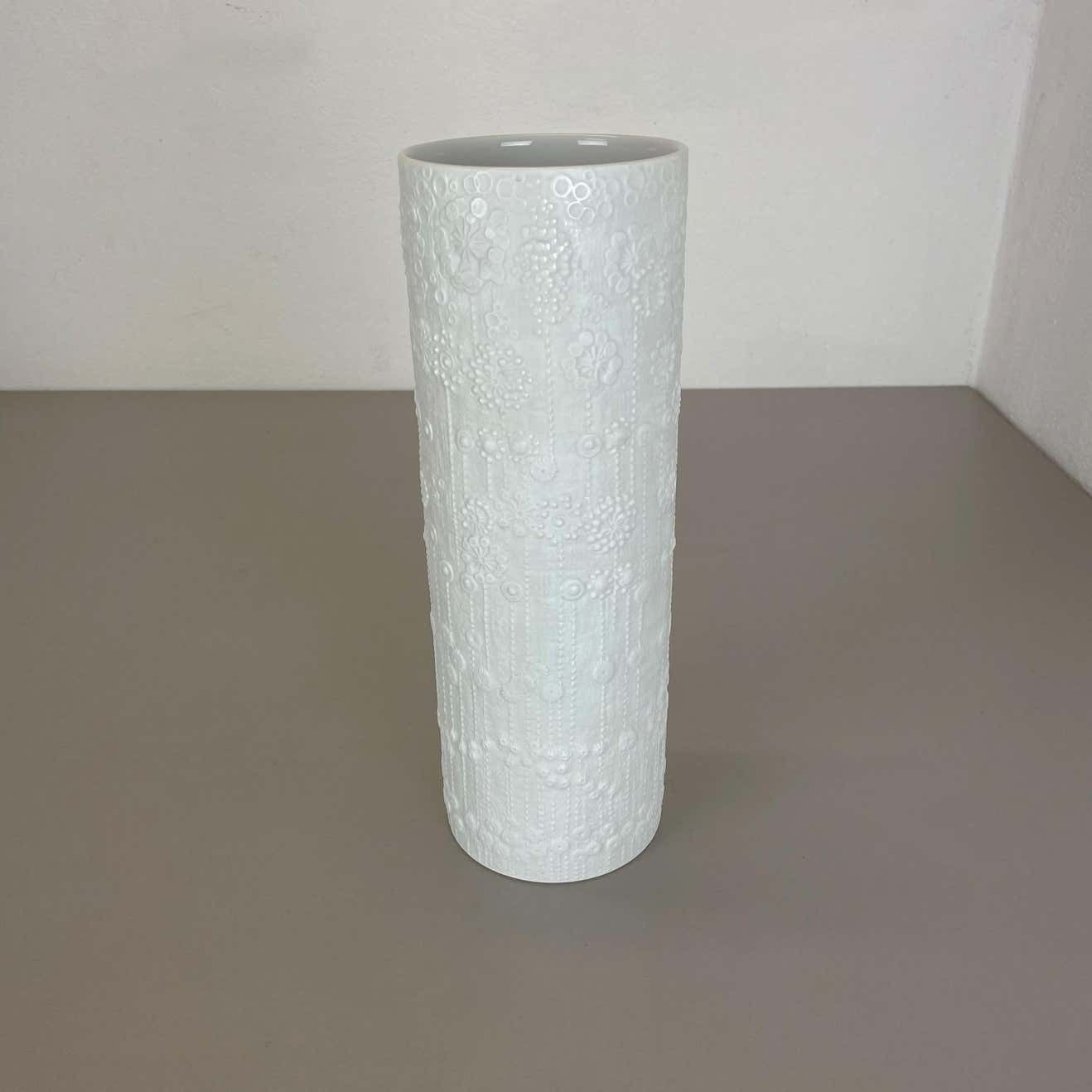 Large Op Art Vase Porcelain Vase By Martin Freyer For Rosenthal, Germany photo for sale
