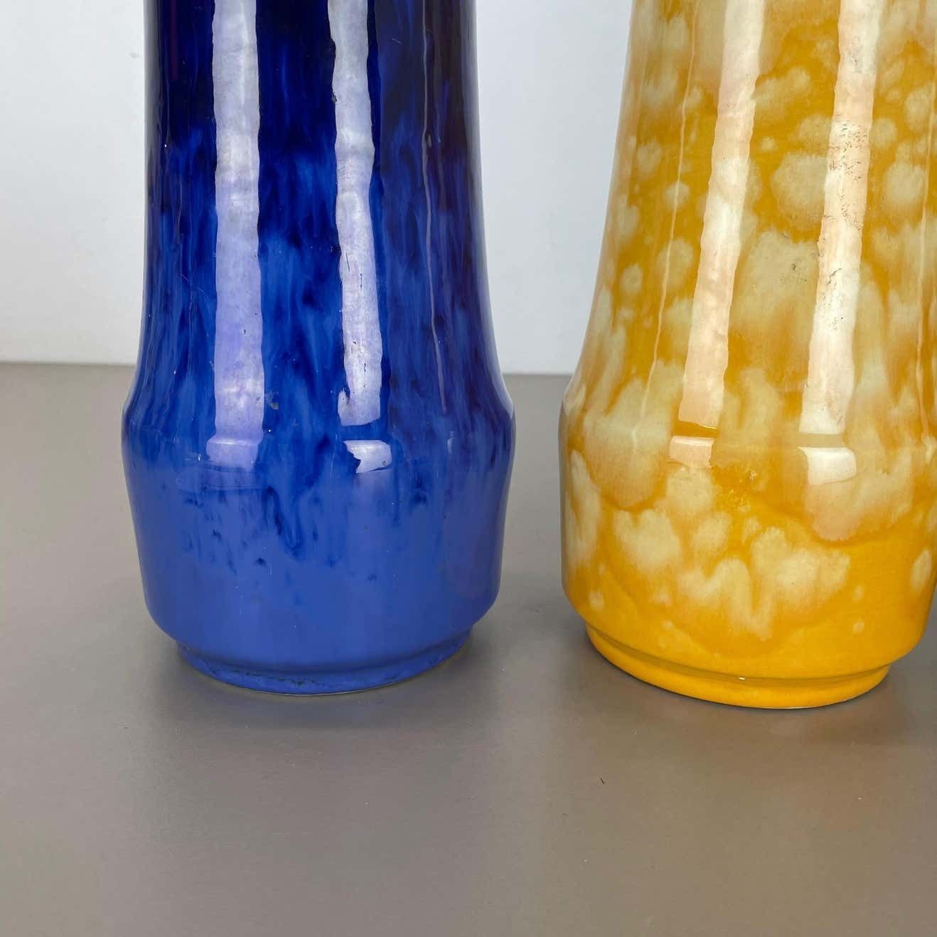 Set Of Three Pottery Fat Lava "Supercolor" Vases Made By Scheurich Germany 1970s photo vinterior