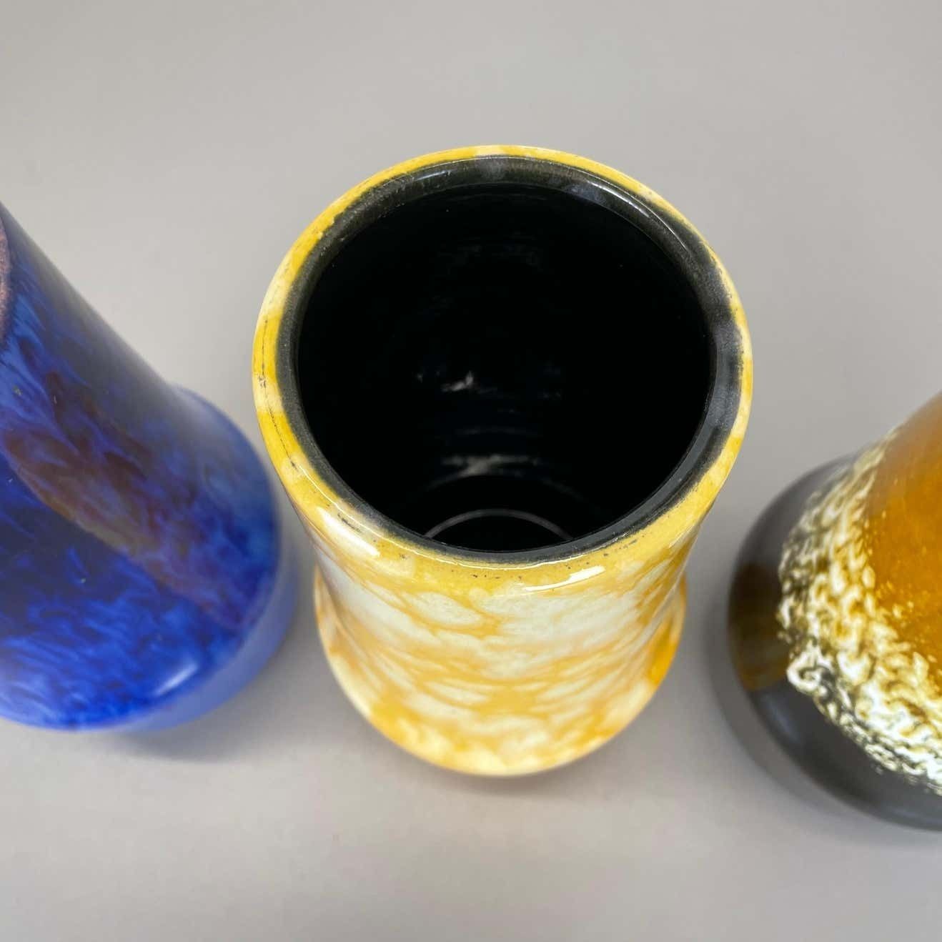 Home Decor Set Of Three Pottery Fat Lava "Supercolor" Vases Made By Scheurich Germany 1970s photo
