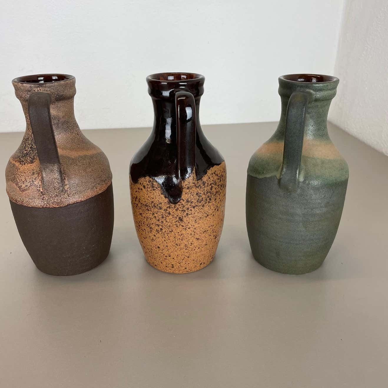 photo vinterior Set Of Three Pottery Fat Lava "Supercolor" Vases Made By Marei, Germany, 1970