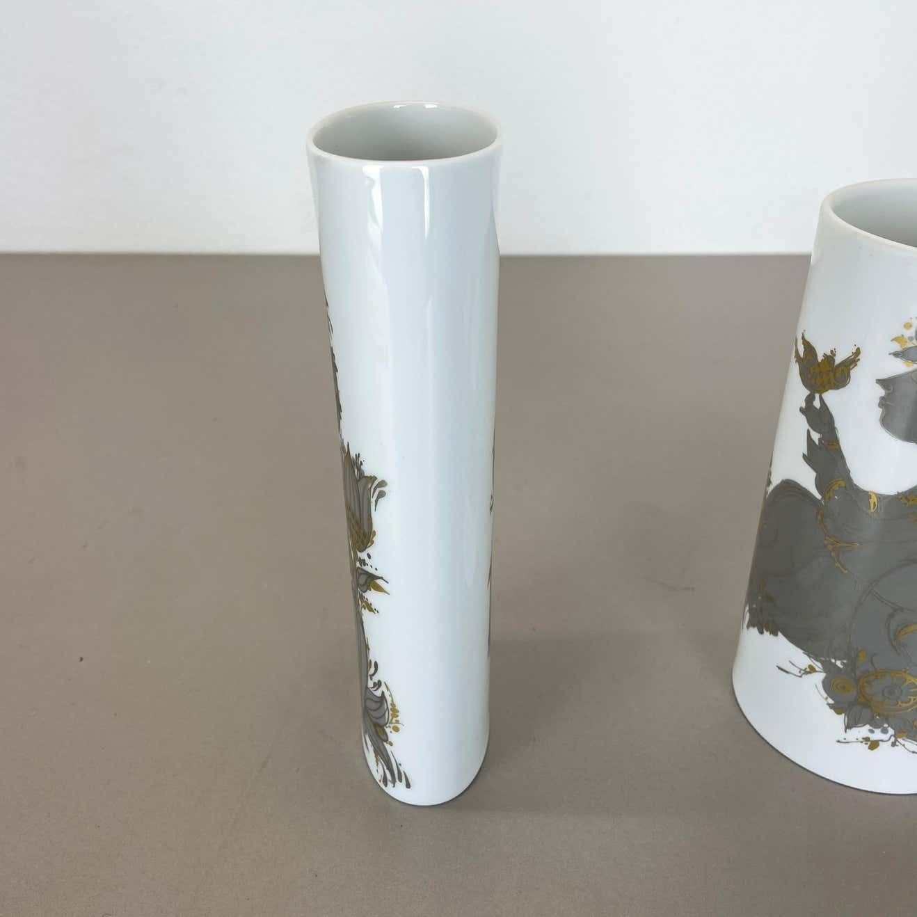 Set Of 2 Porcelain Vase By Björn Wiinblad For Rosenthal Studio Line Germany 1970 photo vintage