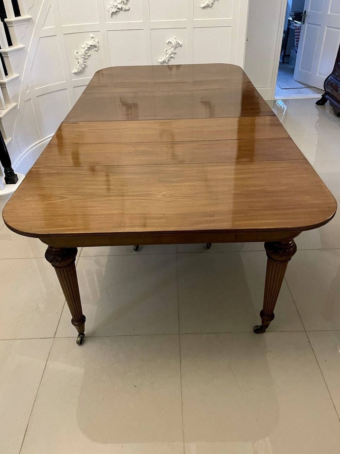 Superb Quality Metamorphic Antique Regency Figured Mahogany Extending Dining Table H 74 X W 122 X D 244.5cm