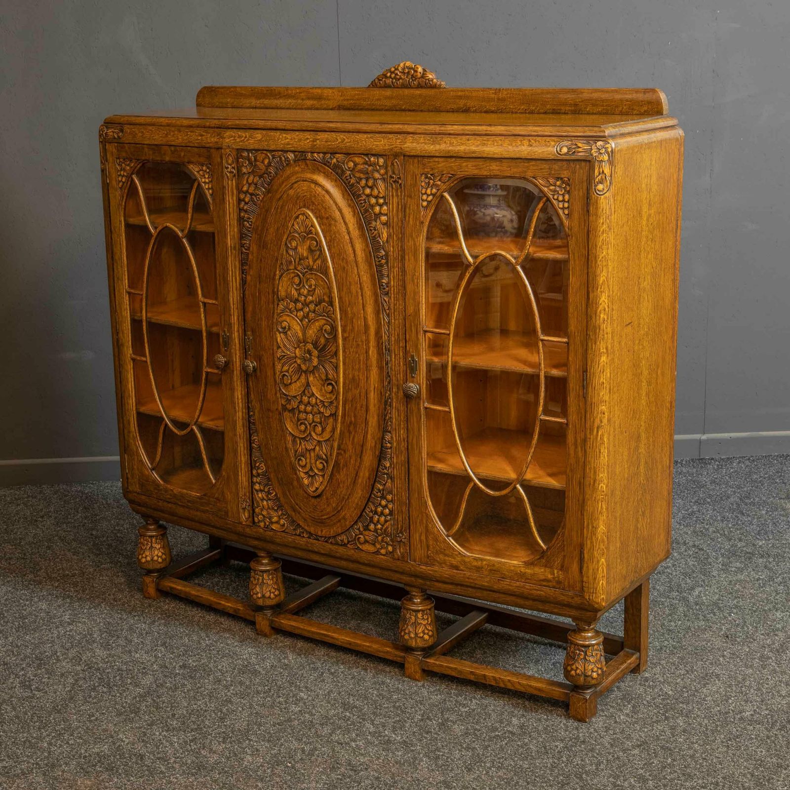 Early 20th Century Carved Oak Bookcase