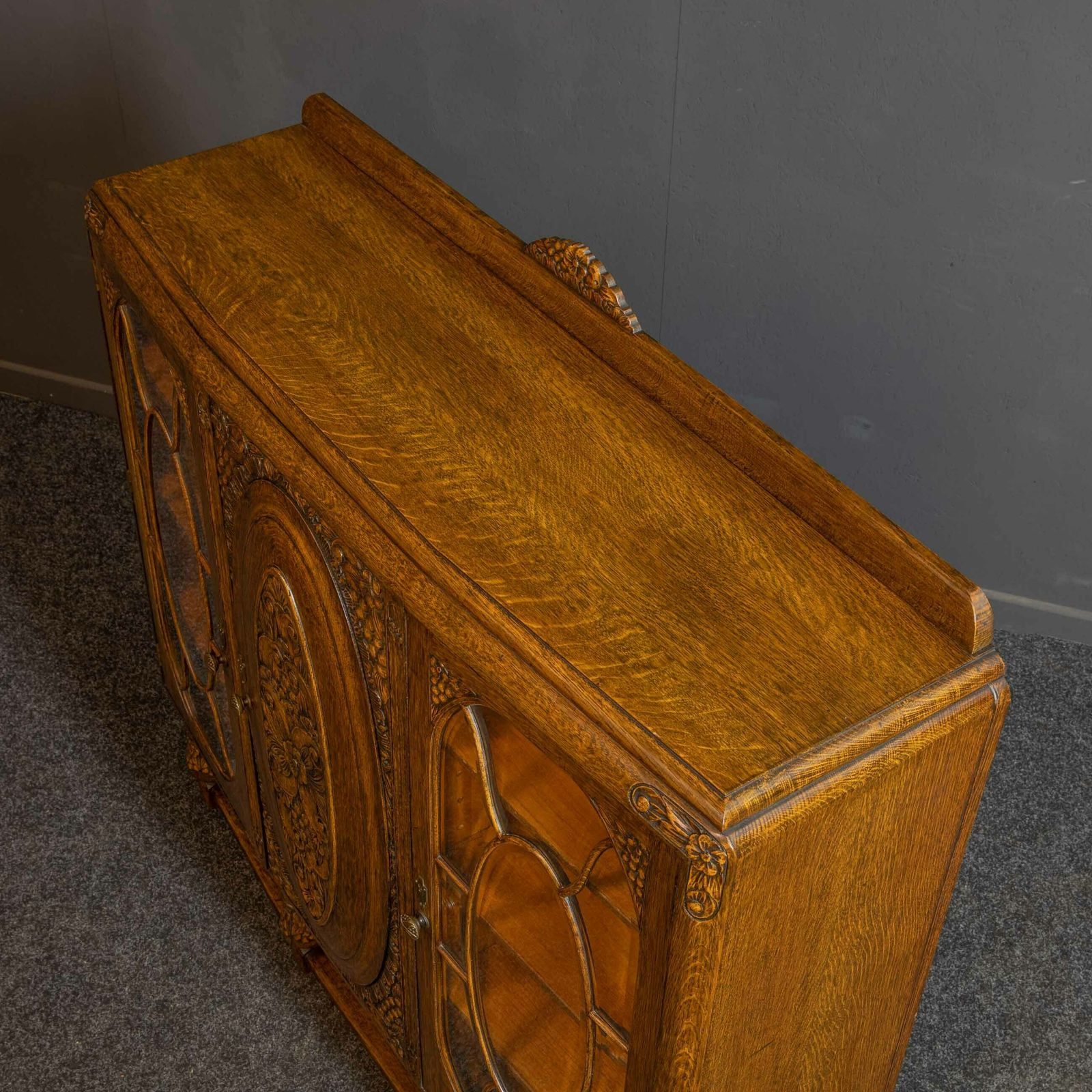 photo buy Early 20th Century Carved Oak Bookcase