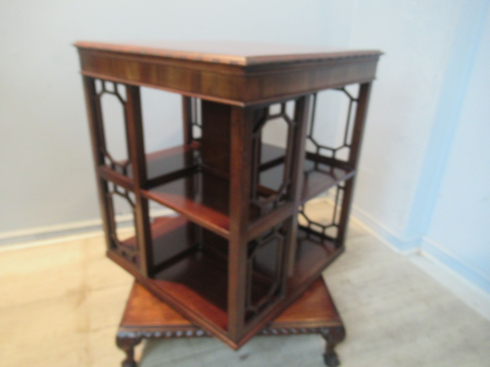 Chippendale  Style Mahogany Revolving Bookcase photo vintage
