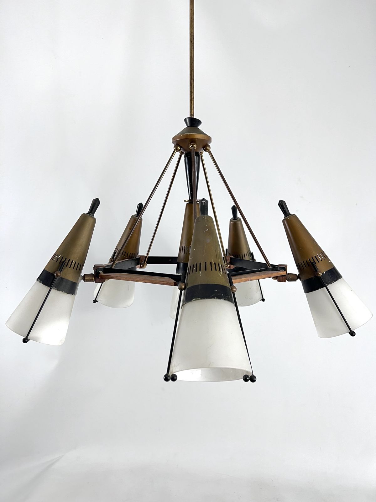 Rare Mid Century Modern Sputnik Chandelier By Stilnovo. Italy 1950s photo 9210.5