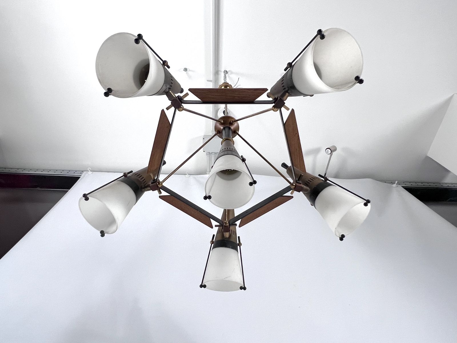 Lighting Rare Mid Century Modern Sputnik Chandelier By Stilnovo. Italy 1950s photo
