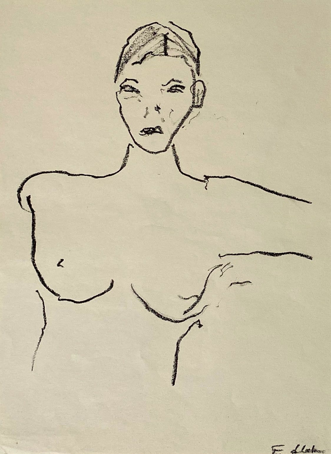 "Bust Of A Woman" Door E. Mak — Houtskool. photo furniture