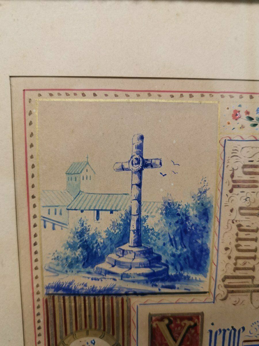 Jean Midolle (actif vers 1830-1850), calligraphe. Enluminure religieuse photo Art