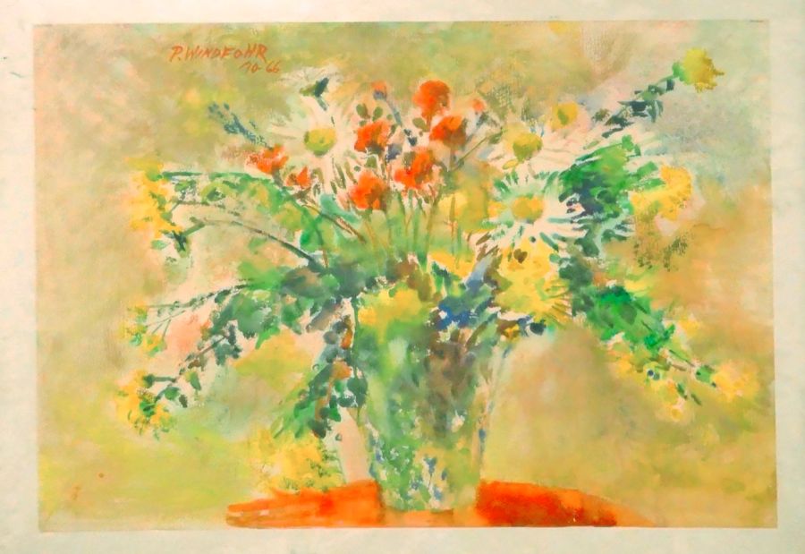 "Le Bouquet"  By Paul Windfohr Belgium  Gouache And Watercolor