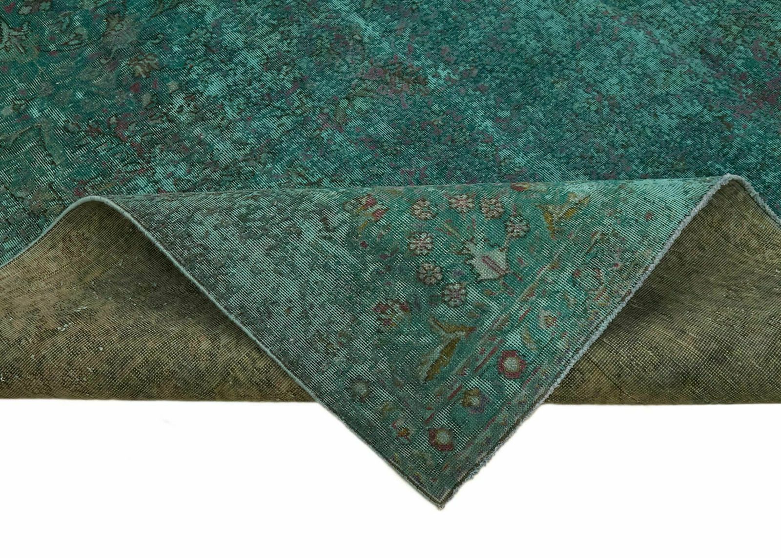 Handmade Turquoise 395 X 300 Cm Over Dyed Large Area Rug photo vinterior