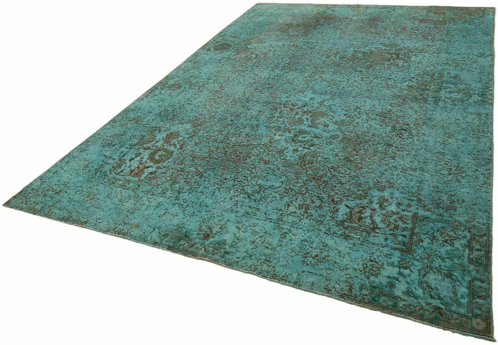 Handmade 356 X 240 Cm Turquoise Over Dyed Large Area Rug photo Textiles