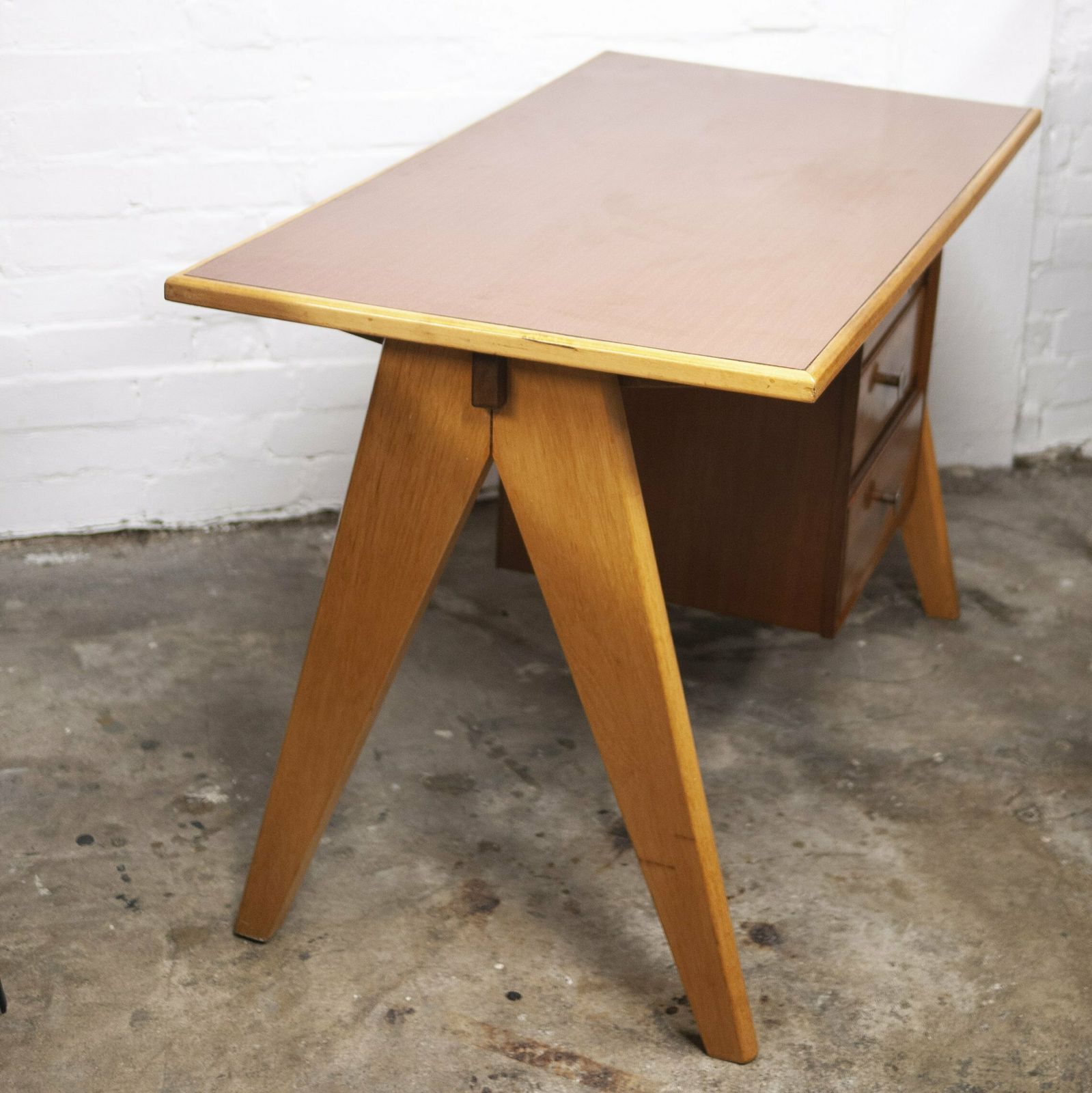 Mid Century Teak Desk With Formica Top, 1960s photo Furniture