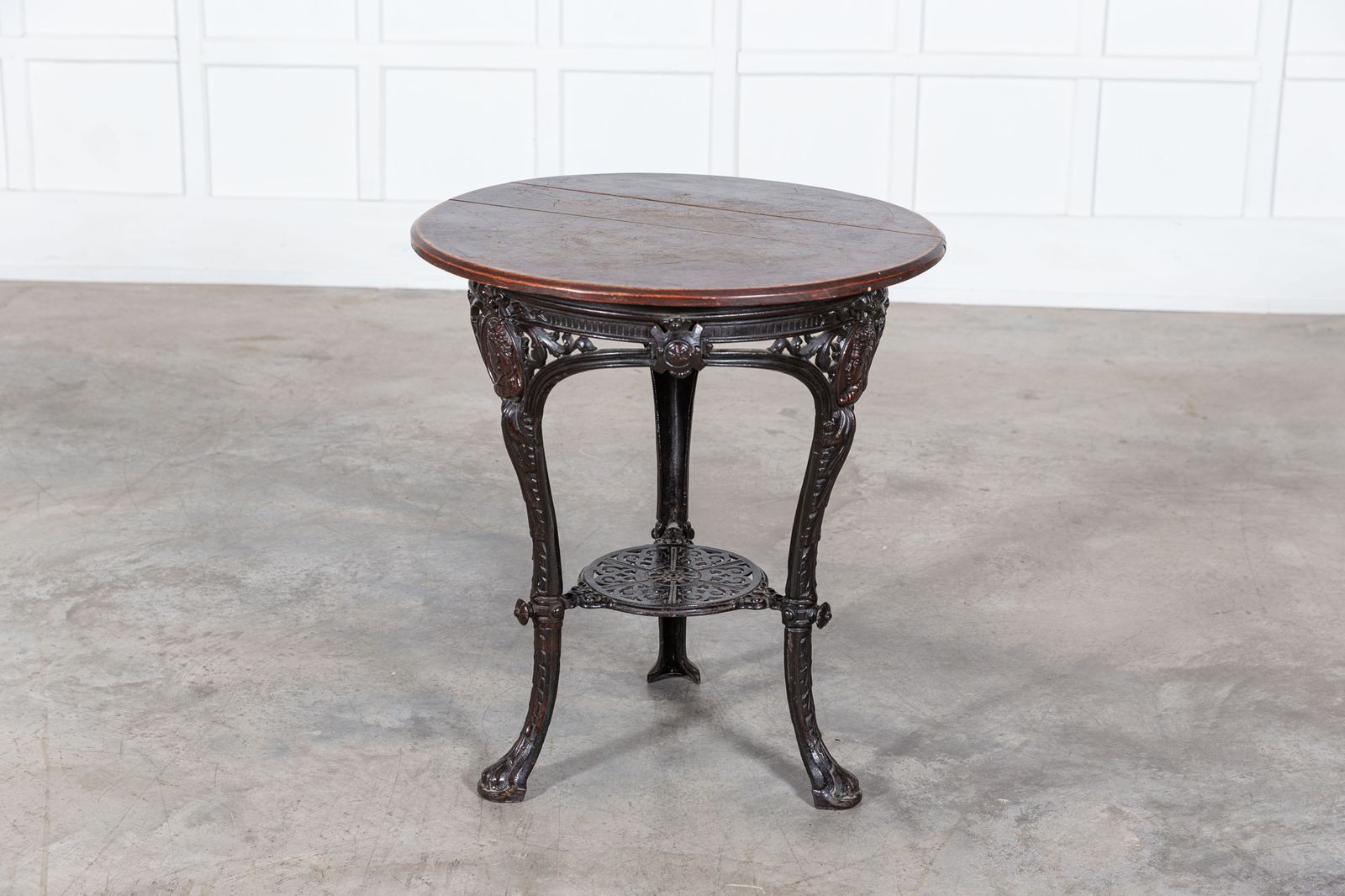 3163.0 19thc English Coalbrookdale Iron & Mahogany Tavern Table photo