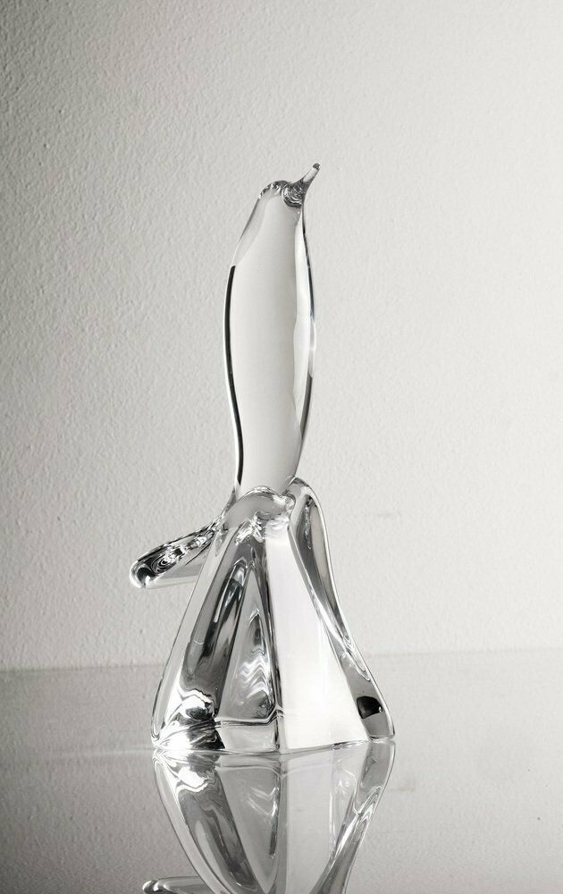Crystal Glass Sculpture Of A Bird From Daum France, 1950s photo for sale