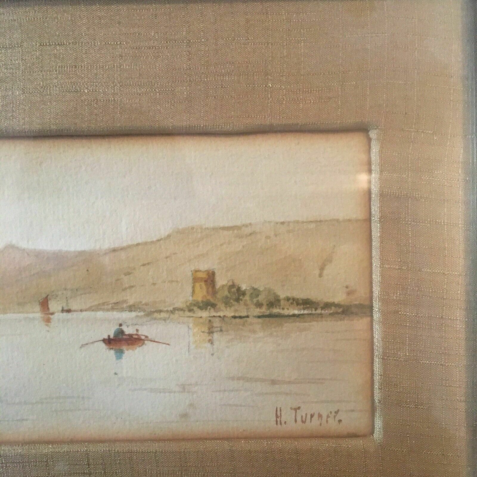Charles Henry Turner Antique Watercolour Landscape Painting 1880s Rhein Framed photo vinterior