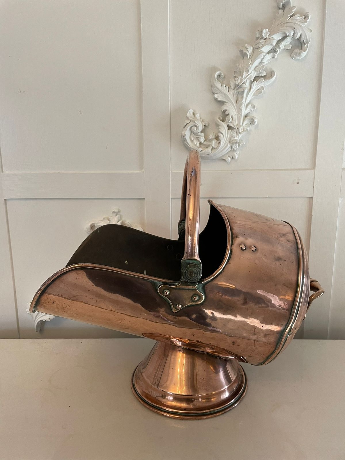 Antique George III Quality Copper Helmet Coal Scuttle photo vinterior