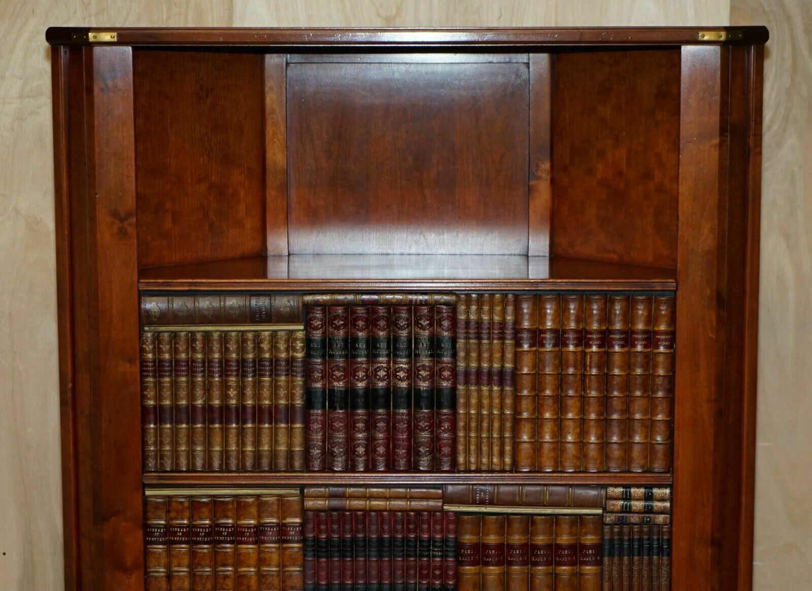 1 Of 2 Harrods London Kennedy Mahogany Bookcase Home Bar Cabinet Faux Books photo for sale