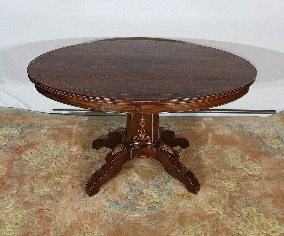Oval Rosewood Pedestal Table, Charles X Period, Early 19th Century photo 4099.4