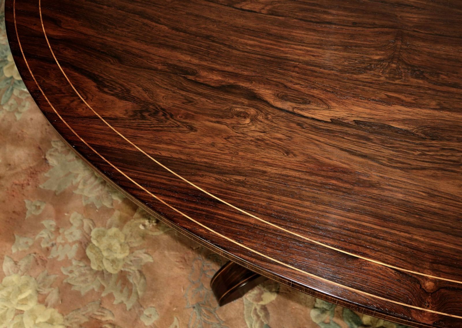 Oval Rosewood Pedestal Table, Charles X Period, Early 19th Century photo vintage