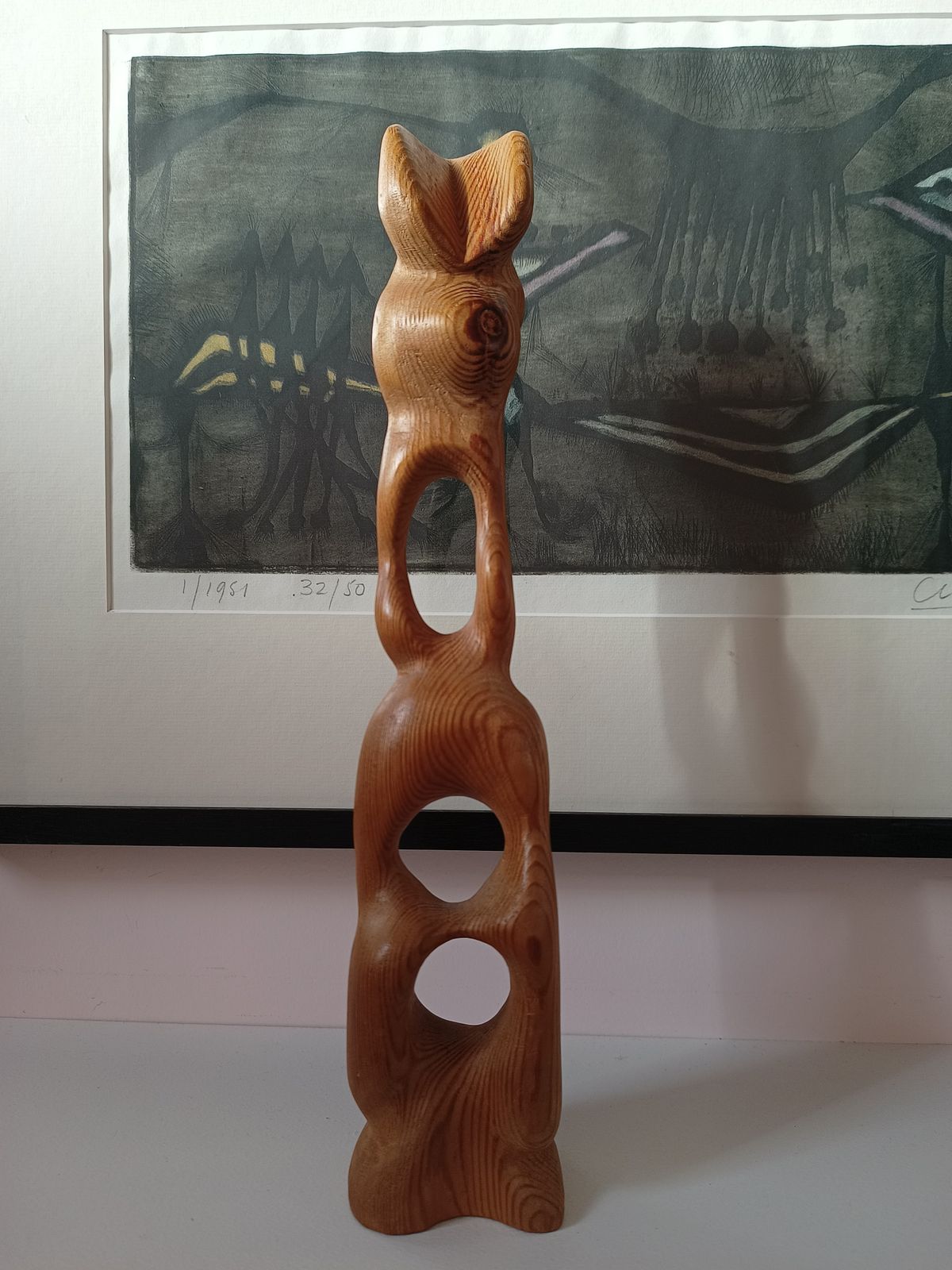 Set Of 4 Mcm Carved Wooden Sculptures Signed And Dated By Artist British 1970s Brian Wilsher Style photo 575.0