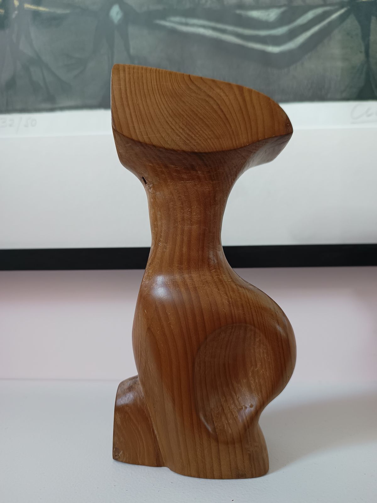 photo for sale Set Of 4 Mcm Carved Wooden Sculptures Signed And Dated By Artist British 1970s Brian Wilsher Style