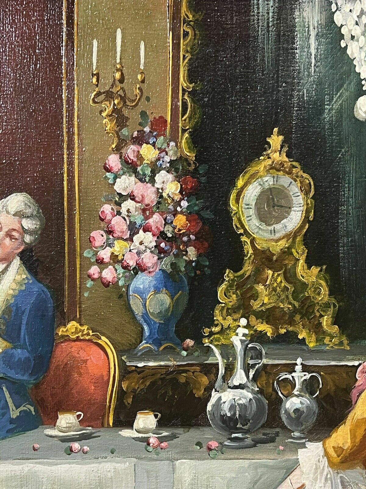 photo furniture 20th Century Rococo Style 'Soirée At Versailles' Oil Painting Signed A Zavaga