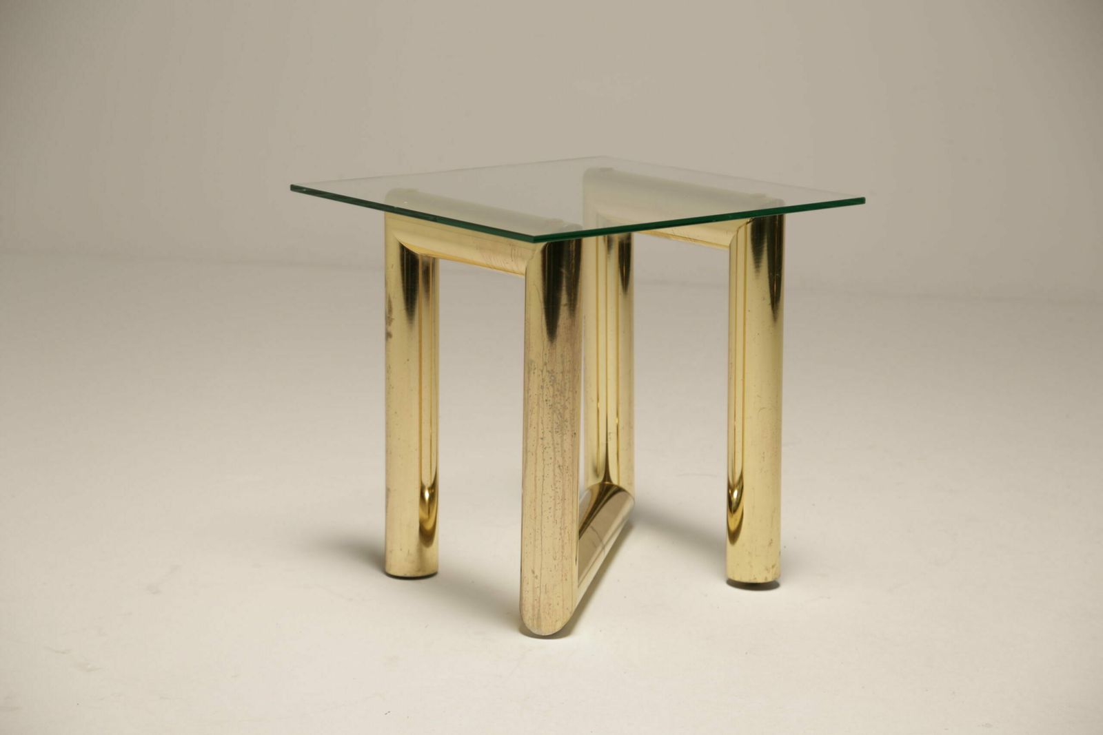 Mid Century 1970s Brass & Glass Zig Zag Z Tubular End Table photo Furniture