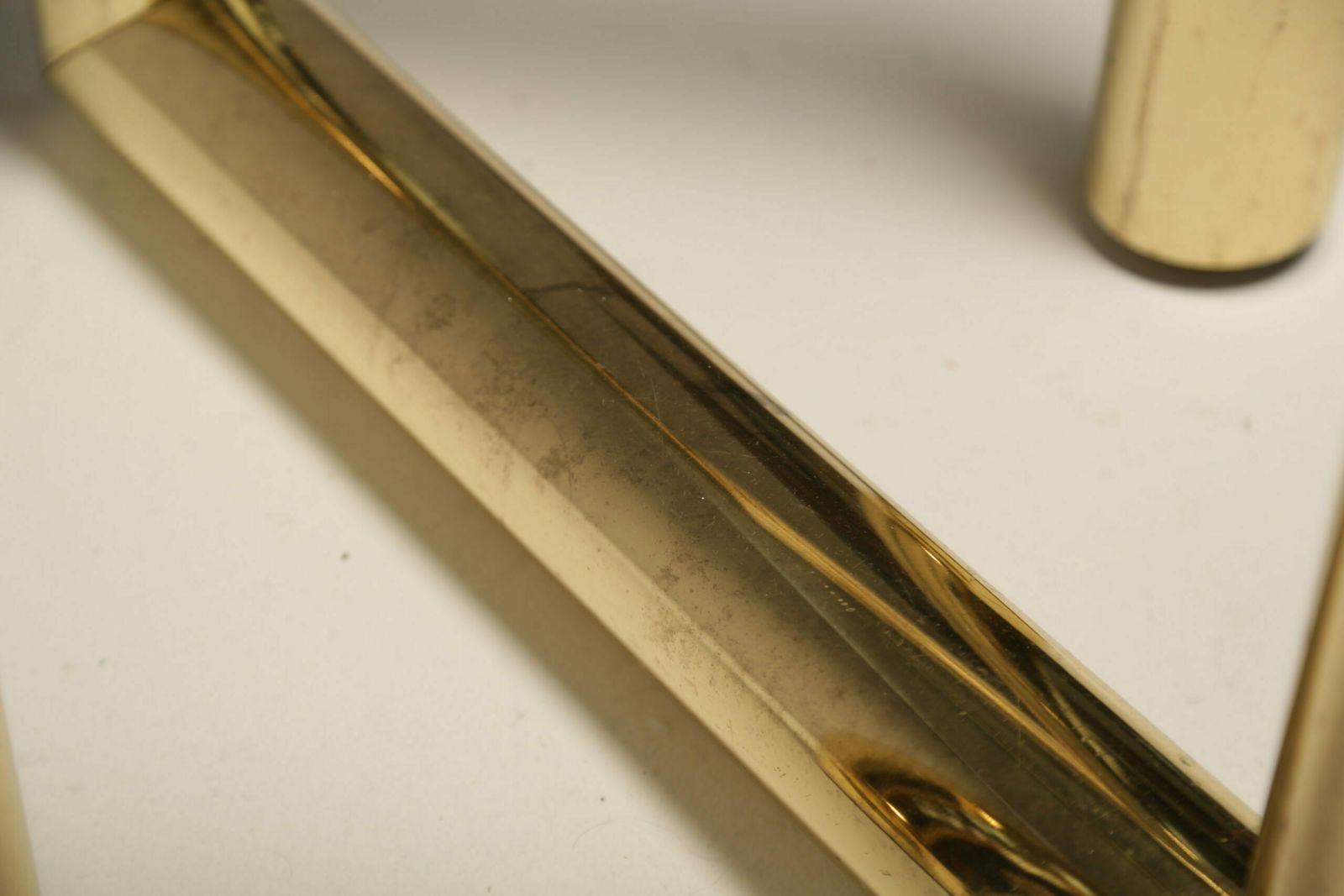 photo buy Mid Century 1970s Brass & Glass Zig Zag Z Tubular End Table