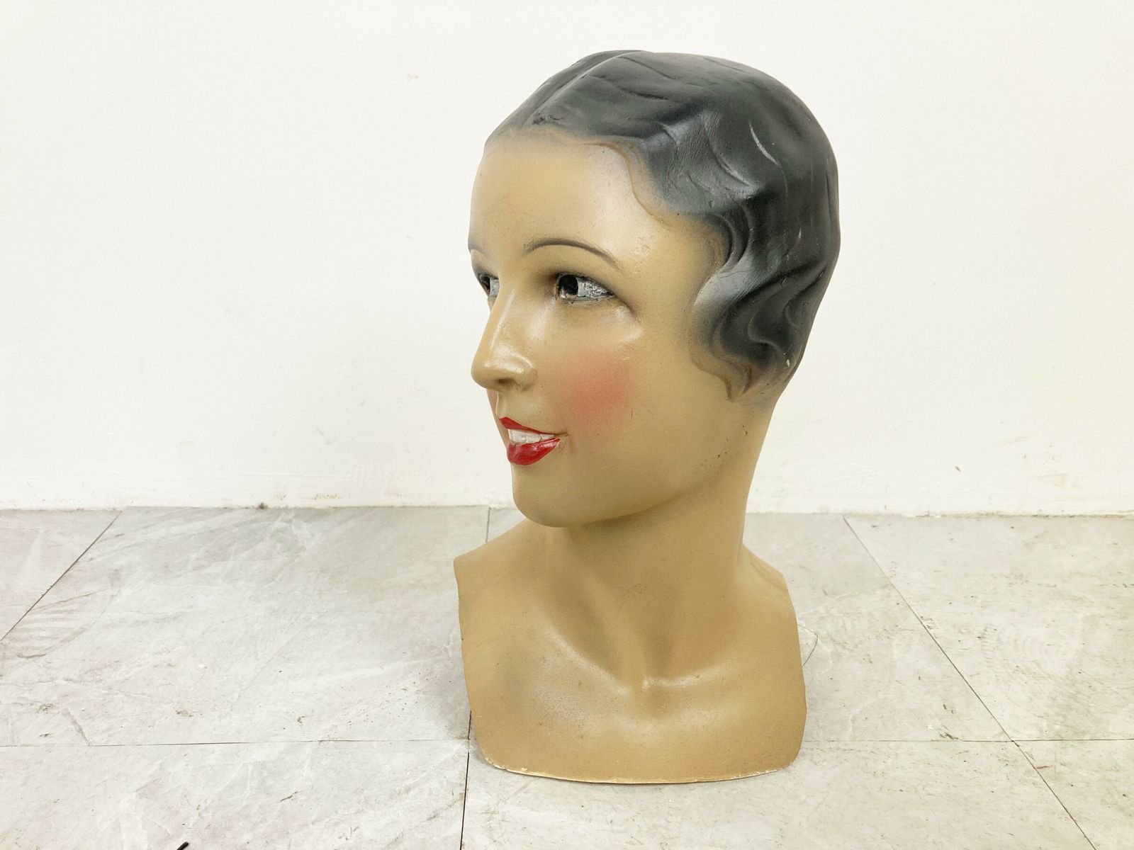 Vintage Plaster Mannequin Head, Female, 1960s photo 295.0