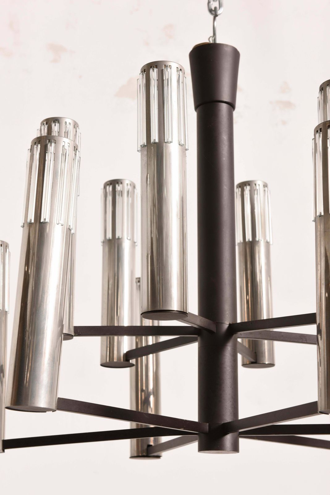 Chrome And Clear Glass Twelve Shade 1960s Chandelier By Schmahl And Schulz Germany photo for sale