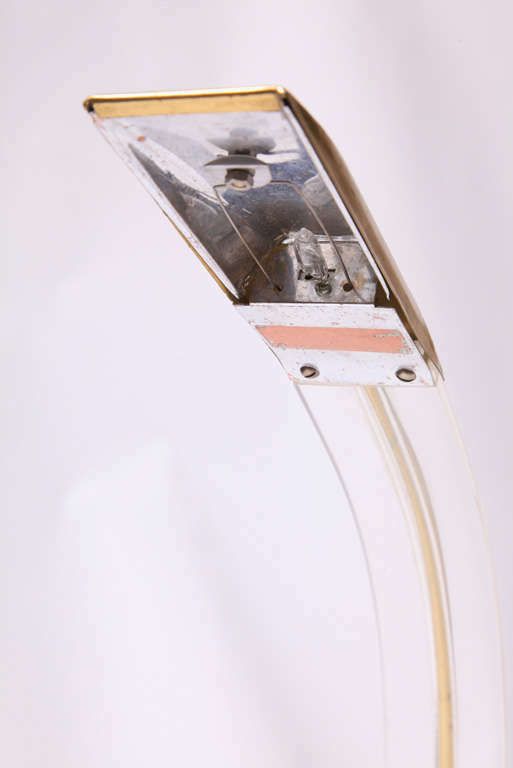 Set Of Two 1970s Italian Modern Brass, Lucite Desk Lamps photo for sale