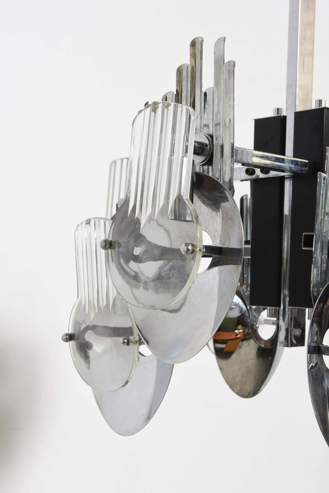 1970s Chrome Optic Chandelier By Italian Designer Oscar Torlasco photo 1917.04